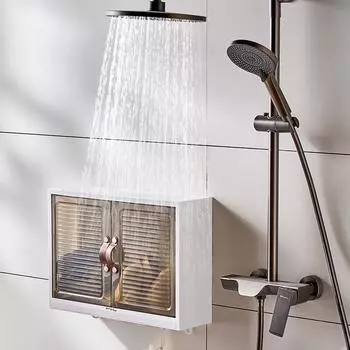 Настенный шкафчик для ванной комнаты с магнитной дверью - пылезащитная полка для хранения вещей над раковиной или унитазом. слоновая кость