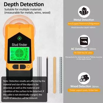 Настенный сканер для поиска гвоздей 6 в 1, детектор гвоздей с магнитом, функция физического поиска гвоздей, настенный чёрный