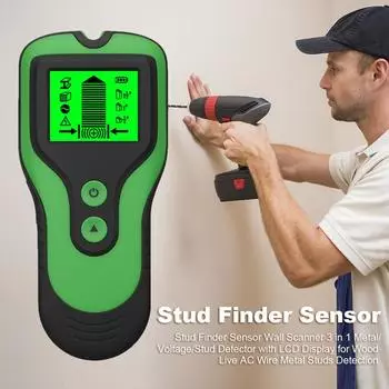 Настенный сканер с датчиком Stud Finder 3 в 1 Детектор металла / напряжения / стержня с ЖК-дисплеем для Wood Live зелёный