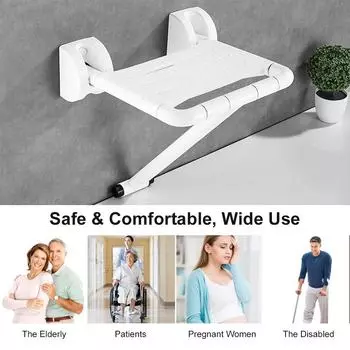 Настенный складной табурет для ванной комнаты, вес подшипника 330 фунтов, нескользящее складное сиденье для душа, прихожая Type 1 белый