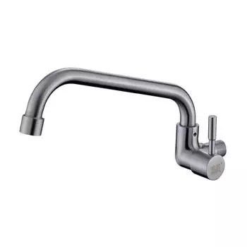 Настенный смеситель для кухни с одним холодным потоком, однорычажный смеситель из нержавеющей стали 304 с гибким шлангом, кухонные смесители