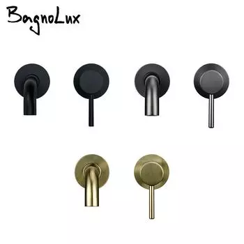 Настенный смеситель для раковины, матовый черный, современный смеситель для ванной комнаты с одной ручкой, встраиваемый в стену набор для ванны, высокое качество, с изливом 150/210/260 мм