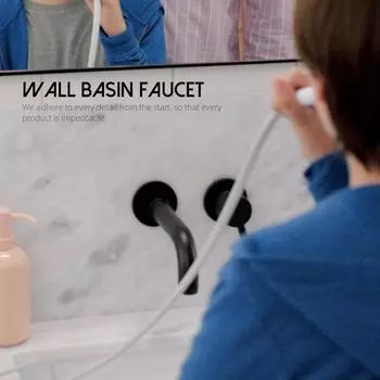 Настенный смеситель для раковины, матовый черный, современный смеситель для ванной комнаты с одной ручкой, встраиваемый в стену набор для ванны, высокое качество, с изливом 150/210/260 мм