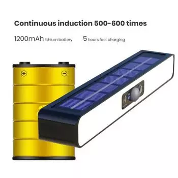 Настенный солнечный светильник, всепогодный уличный охранный светильник с датчиком движения, 3 режима, регулируемый Warm light чёрный