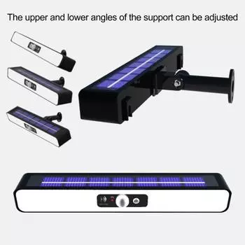 Настенный солнечный светильник, всепогодный уличный охранный светильник с датчиком движения, 3 режима, регулируемый угол наклона, солнечный светильник для крыльца с кронштейном Warm light чёрный