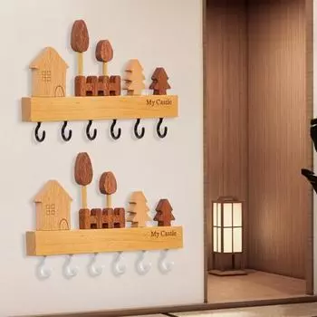 Настенный стеллаж для хранения ключей с гладкими краями без заусенцев, простая установка, ключ для входа бежевый