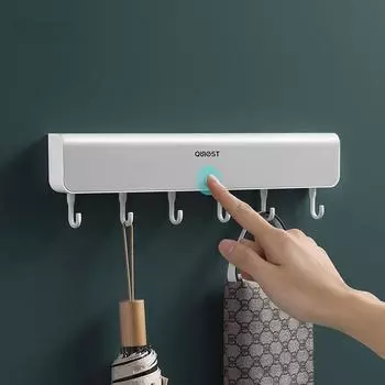 Настенный стеллаж для хранения, ящик для хранения, дверной задний крючок для спальни, органайзер для одежды без дырокола, встроенные аксессуары для ванной комнаты серый
