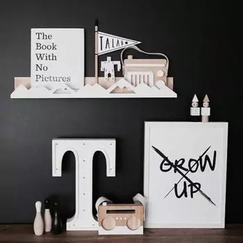 Настенный стеллаж для хранения вещей Прочная несущая деревянная конструкция Простая установка Плавающие полки Детский декор B