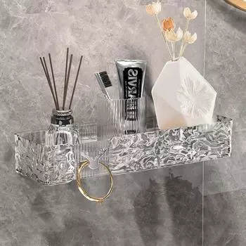 Настенный стеллаж для хранения воды, пластиковый стеллаж для хранения геля для душа, стеллаж для хранения ванной комнаты, ванная комната белый