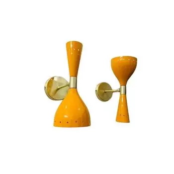 Настенный светильник Diabolo, черный, 1950-е годы, латунь, середина века, итальянский настенный светильник