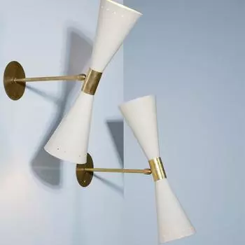 Настенный светильник Diabolos Tuba , бра из латуни середины века в стиле Stilnovo, ручная работа, итальянские современные бра (Набор из 2)