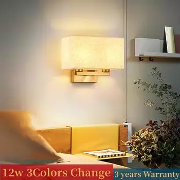 Настенный светильник для спальни, современный, 12 Вт, прикроватный светодиодный настенный светильник, скандинавский, для гостиной, внутреннего коридора, E27 12w&Warm White (2700-3500K)