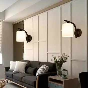 Настенный светильник E27 Head Wall Sconce Lamp для украшения гостиной, освещения спальни, ретро-железный арт-нордический выключатель, настенный светильник для помещений No light Bulb белый
