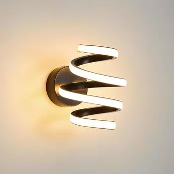 Настенный светильник Goeco Black Spiral LED Aluminum 20W 19*16.5cm теплый свет 220V для лестницы прихожей спальни