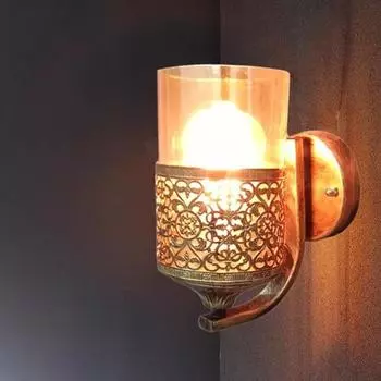 Настенный светильник из латуни мощностью 20 Вт с блестящим стеклом для спальни, гостиной и интерьера без лампы