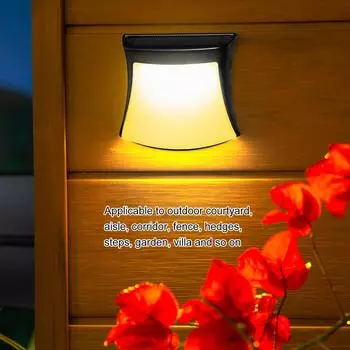 Настенный светильник на солнечной энергии для использования на открытом воздухе IP55 Водонепроницаемый садовый декоративный светильник Smart Sensing для забора двора теплый желтый