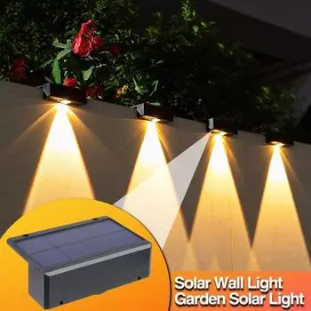 Настенный светильник на солнечной батарее, ультра-яркий, устойчивый к атмосферным воздействиям, IP65, водонепроницаемый уличный садовый светильник для домашнего двора 1pc Warm light