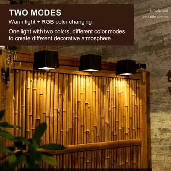 Настенный светильник на солнечной батарее, водонепроницаемый, для наружного освещения, для домашнего сада, теплый и красочный свет