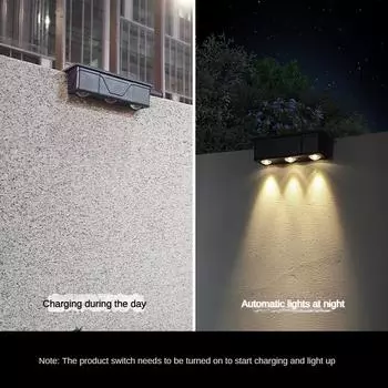 Настенный светильник на солнечных батареях, уличный водонепроницаемый светильник на солнечной энергии, освещающий вверх и вниз, украшение для дома, сада и двора, уличные солнечные лучи 1PC