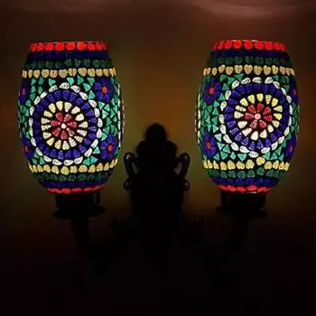 Настенный светильник ручной работы с двойным куполом из разноцветного стекла