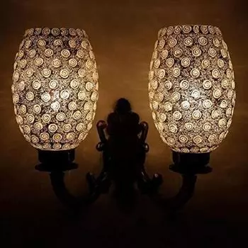 Настенный светильник с двойным купольным стеклом для гостиной и домашнего декора, лампа без лампочки, сделано в Индии (Прозрачный, 50 Вт)