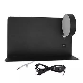 Настенный светильник с USB-портом для зарядки и полкой, вращающийся, с плавной регулировкой яркости, светодиодный настенный светильник у кровати