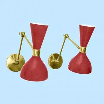 Настенный светильник середины 1950-х годов в итальянском стиле «модерн» в стиле «стилиново» Diablo Scones (Один)