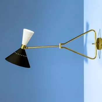 Настенный светильник середины 1950-х годов, итальянская современная регулируемая настенная лампа Diabolos (Одинарный, шнур с выключателем в наличии)