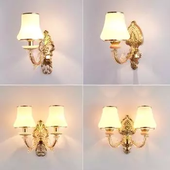 Настенный светильник со стеклянным абажуром, светодиодная лампа, настенные светильники, 1/2 головки, декоративная современная аппликация, настенная роспись для внутреннего прикроватного столика отеля