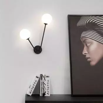 Настенный светильник, Современная спальня, Прикроватная тумбочка, Светлая роскошная гостиная, Фоновая стена, Креативный отель, Коридор, Светильники 14W&Warm light чёрный