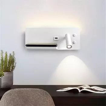 Настенный светильник, современный прикроватный светильник для спальни, лампа для чтения, беспроводная зарядка, зарядка через USB, вращающийся складной настенный светильник, алюминиевое освещение