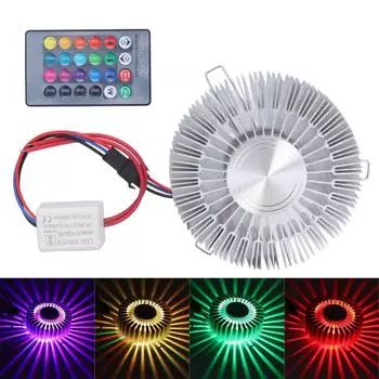 Настенный светильник Sun Flower из алюминия 3 Вт RGB LED, алюминиевый настенный светильник с пультом дистанционного управления для спальни, прикроватный светильник
