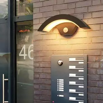 Настенный светильник, уличный светодиодный настенный светильник с датчиком движения, антрацитовый серый, внешний светильник для крыльца, переднего сада, двора, балкона, коридора, 24 Вт, 980 лм, 3000 К, IP54