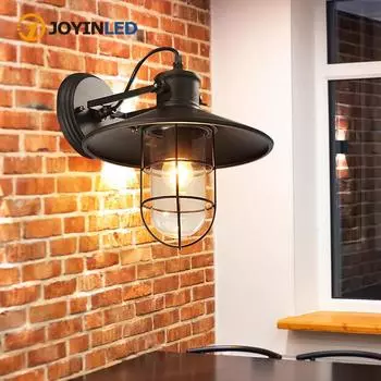 Настенный светильник в индустриальном стиле, старинный настенный светильник в виде птичьей клетки из стекла Эдисона, настенный светильник в виде постельных принадлежностей, изголовья кровати, гаража, крыльца, фермерского дома NO Bulb чёрный