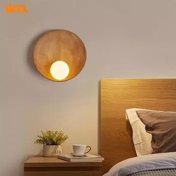 Настенный светильник в китайском стиле, белый, коричневый, в японском стиле, креативное светодиодное освещение, настенные бра из смолы для спальни, коридора, гостевого дома Warm light