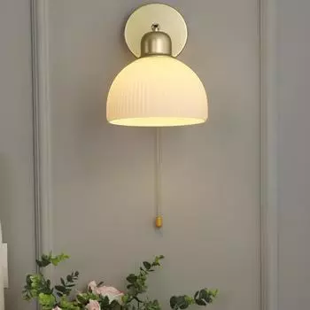 Настенный светильник в скандинавском стиле с выключателем для роскошного декора гостиной, прикроватный светильник для чтения, стеклянный абажур, светодиодное настенное внутреннее освещение