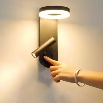 Настенный светильник в стиле металлический вращающийся светодиодный светильник для домашнего декора гостиной прикроватной лампы для спальни белый