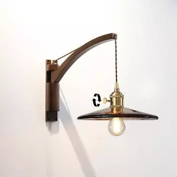 Настенный светильник Wabi-sabi, стеклянное изголовье кровати в спальне, скандинавский массив дерева, с выключателем, вращающимся на длинном качающемся рычаге белый