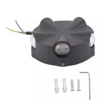 Настенный светодиодный светильник, простой круглый алюминиевый, водонепроницаемый, черный, настенный светильник, 5 Вт, 5 светодиодов, пять сторон
