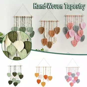 Настенный тканый гобелен в стиле бохо, настенный художественный домашний декор, веревка для рукоделия белый/зелёный