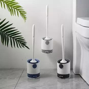 Настенный туалетный ершик и держатель для ванной комнаты, гибкая насадка для унитаза с мягкой щетиной, эффективная очистка, аксессуары для ванной комнаты MIT Single Brush серый