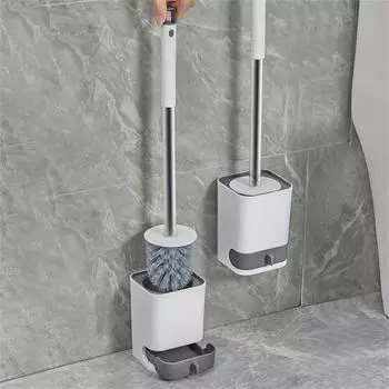 Настенный туалетный ершик с дренажным основанием, длинная ручка, пластиковая щетка для чистки туалета, аксессуары для ванной комнаты белый