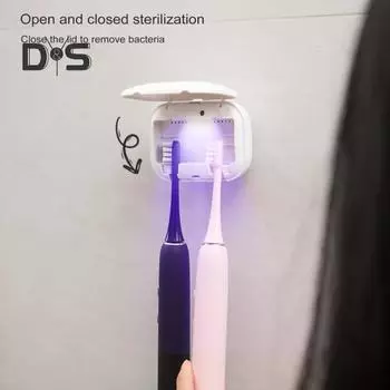 Настенный УФ-дезинфицирующий аппарат для зубных щеток с 2 слотами USB-зарядка без сверления чехол для держателя зубной щетки в ванной комнате портативный очиститель зубных щеток белый