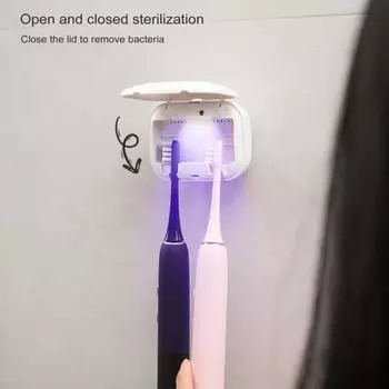 Настенный УФ-дезинфицирующий аппарат для зубных щеток с 2 слотами USB-зарядка без сверления чехол для держателя зубной щетки в ванной комнате портативный очиститель зубных щеток белый