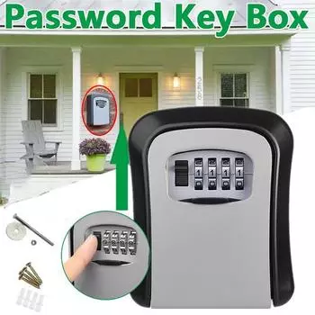 Настенный умный сейф с паролем, пластиковый замок для хранения ключей, защищенный от атмосферных воздействий 4-битный комбинированный ключ, безопасный ящик для хранения паролей серый
