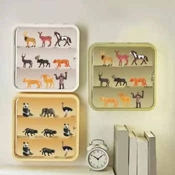 Настенный витринный шкаф для фигурок, большая вместительная пыленепроницаемая коробка для хранения кукол, магнитная застежка, демонстрационная коллекция, прозрачный витринный шкаф белый