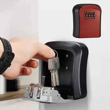 Настенный замок для ключей с 4-значным паролем, защитный замок без ключа для домашнего офиса, сейф для ключей, органайзер для секретного хранения Regular style серый