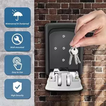 Настенный замок из цинкового сплава с 4-значным кодом пароля, секретный сейф для ключей для домашнего офиса