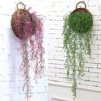 Настенный завод из ротанга ивы, пластиковый Wicke Bracketplant, искусственная зелень для дома зелёный