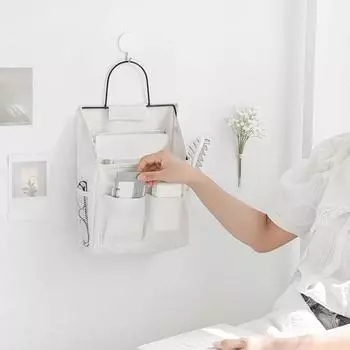 Настенный железный крючок для подвешивания сумки с несколькими карманами, большой вместимостью, складной настенный органайзер для книг и очков в общежитии